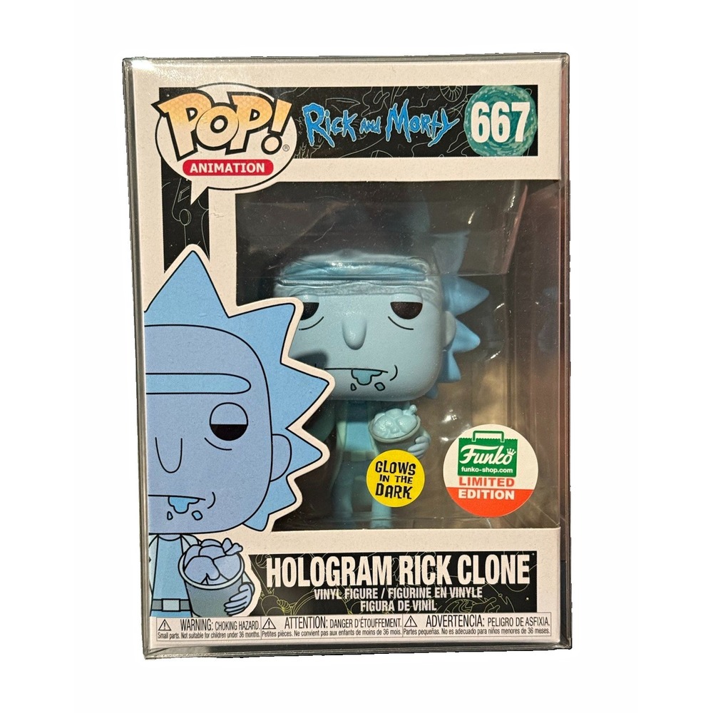 Funko Pop! Animation Rick and Morty Hologram Rick Clone #667 GITD LE W/case